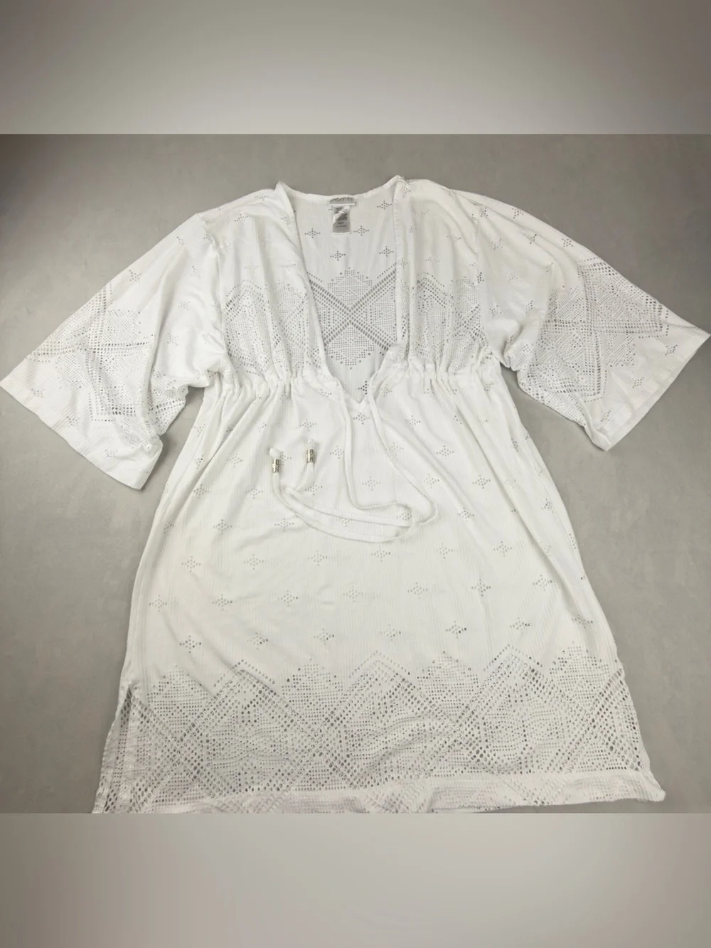 Dotti White Crochet Drawstring Swim Coverup